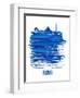 Rome Skyline Brush Stroke - Blue-NaxArt-Framed Art Print