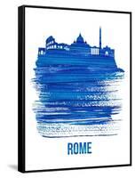 Rome Skyline Brush Stroke - Blue-NaxArt-Framed Stretched Canvas