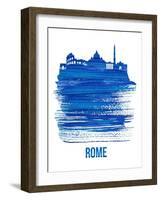 Rome Skyline Brush Stroke - Blue-NaxArt-Framed Art Print