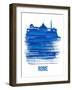 Rome Skyline Brush Stroke - Blue-NaxArt-Framed Art Print