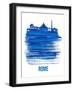 Rome Skyline Brush Stroke - Blue-NaxArt-Framed Art Print