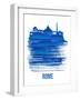 Rome Skyline Brush Stroke - Blue-NaxArt-Framed Art Print