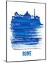 Rome Skyline Brush Stroke - Blue-NaxArt-Mounted Art Print