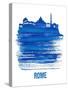 Rome Skyline Brush Stroke - Blue-NaxArt-Stretched Canvas
