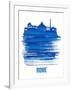 Rome Skyline Brush Stroke - Blue-NaxArt-Framed Art Print