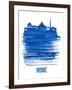 Rome Skyline Brush Stroke - Blue-NaxArt-Framed Art Print