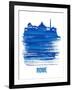 Rome Skyline Brush Stroke - Blue-NaxArt-Framed Art Print