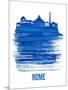 Rome Skyline Brush Stroke - Blue-NaxArt-Mounted Art Print