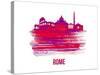 Rome Skyline Brush Stroke - Red-NaxArt-Stretched Canvas