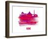 Rome Skyline Brush Stroke - Red-NaxArt-Framed Art Print