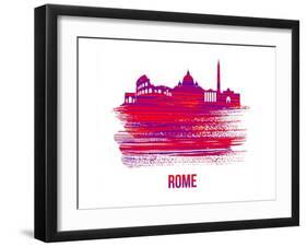 Rome Skyline Brush Stroke - Red-NaxArt-Framed Art Print