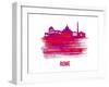 Rome Skyline Brush Stroke - Red-NaxArt-Framed Art Print