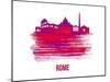 Rome Skyline Brush Stroke - Red-NaxArt-Mounted Art Print