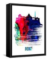 Rome Skyline Brush Stroke - Watercolor-NaxArt-Framed Stretched Canvas