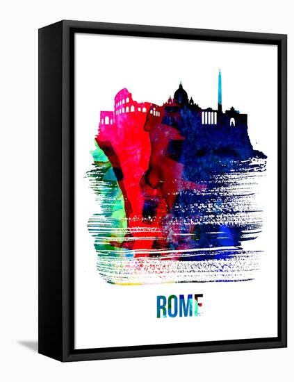 Rome Skyline Brush Stroke - Watercolor-NaxArt-Framed Stretched Canvas