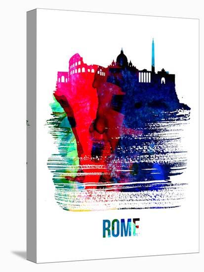 Rome Skyline Brush Stroke - Watercolor-NaxArt-Stretched Canvas