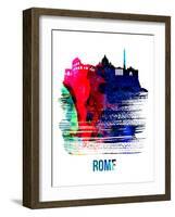 Rome Skyline Brush Stroke - Watercolor-NaxArt-Framed Art Print