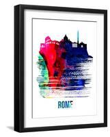 Rome Skyline Brush Stroke - Watercolor-NaxArt-Framed Art Print