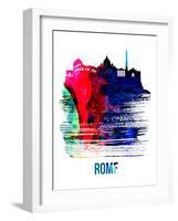 Rome Skyline Brush Stroke - Watercolor-NaxArt-Framed Art Print