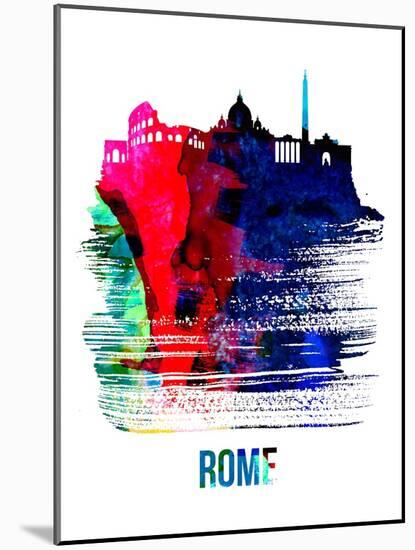 Rome Skyline Brush Stroke - Watercolor-NaxArt-Mounted Art Print