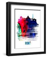 Rome Skyline Brush Stroke - Watercolor-NaxArt-Framed Art Print