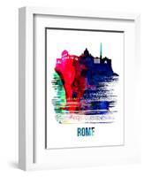 Rome Skyline Brush Stroke - Watercolor-NaxArt-Framed Art Print