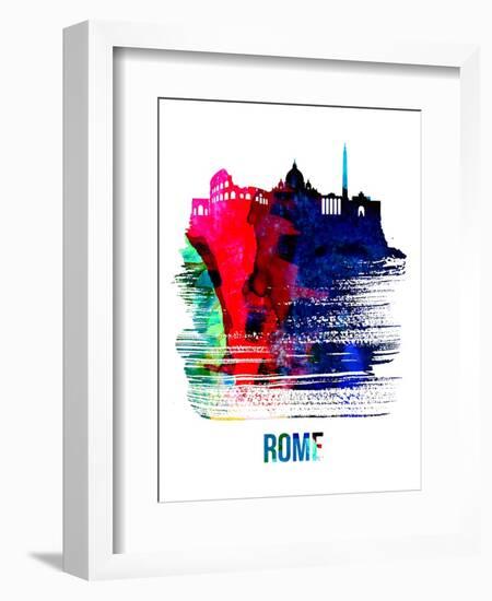 Rome Skyline Brush Stroke - Watercolor-NaxArt-Framed Art Print