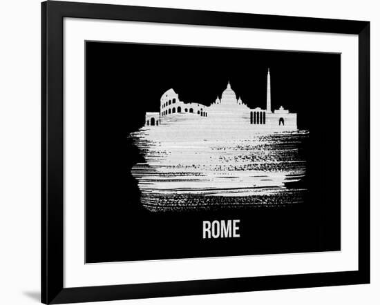 Rome Skyline Brush Stroke - White-NaxArt-Framed Art Print