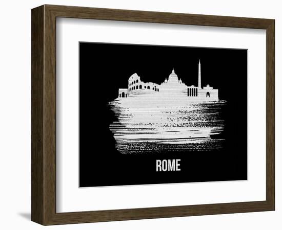 Rome Skyline Brush Stroke - White-NaxArt-Framed Art Print