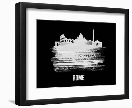 Rome Skyline Brush Stroke - White-NaxArt-Framed Art Print