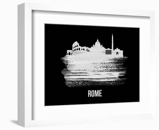 Rome Skyline Brush Stroke - White-NaxArt-Framed Art Print