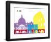 Rome Skyline Pop-paulrommer-Framed Art Print