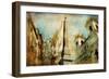 Rome - Spanish Steps - Artistic Collage in Painting Style-Maugli-l-Framed Premium Giclee Print