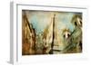 Rome - Spanish Steps - Artistic Collage in Painting Style-Maugli-l-Framed Premium Giclee Print