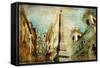 Rome - Spanish Steps - Artistic Collage in Painting Style-Maugli-l-Framed Stretched Canvas