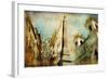 Rome - Spanish Steps - Artistic Collage in Painting Style-Maugli-l-Framed Art Print