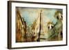 Rome - Spanish Steps - Artistic Collage in Painting Style-Maugli-l-Framed Art Print