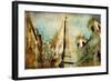 Rome - Spanish Steps - Artistic Collage in Painting Style-Maugli-l-Framed Art Print