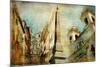 Rome - Spanish Steps - Artistic Collage in Painting Style-Maugli-l-Mounted Art Print