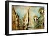 Rome - Spanish Steps - Artistic Collage in Painting Style-Maugli-l-Framed Art Print