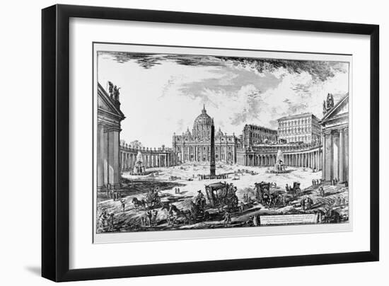 Rome, St. Peter's Square and St. Peter's Basilica, C.1747-78-Giovanni Battista Piranesi-Framed Giclee Print