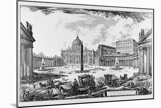 Rome, St. Peter's Square and St. Peter's Basilica, C.1747-78-Giovanni Battista Piranesi-Mounted Giclee Print