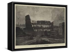 Rome, the Coliseum Illuminated-Charles Auguste Loye-Framed Stretched Canvas