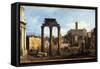 Rome - the Forum with the Temple of Castor and Pollux, C.1742-43-Bernardo Bellotto-Framed Stretched Canvas