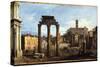 Rome - the Forum with the Temple of Castor and Pollux, C.1742-43-Bernardo Bellotto-Stretched Canvas