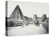 Rome: Via Ostiense Pyramid of Caius Cestius and Porta San Paolo, 1860-Gioacchino Altobelli-Stretched Canvas