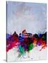 Rome Watercolor Skyline-NaxArt-Stretched Canvas