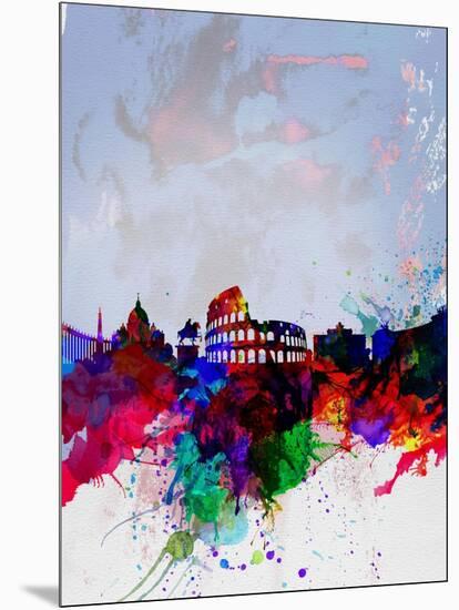 Rome Watercolor Skyline-NaxArt-Mounted Art Print