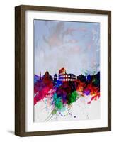 Rome Watercolor Skyline-NaxArt-Framed Art Print