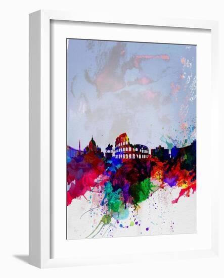 Rome Watercolor Skyline-NaxArt-Framed Art Print